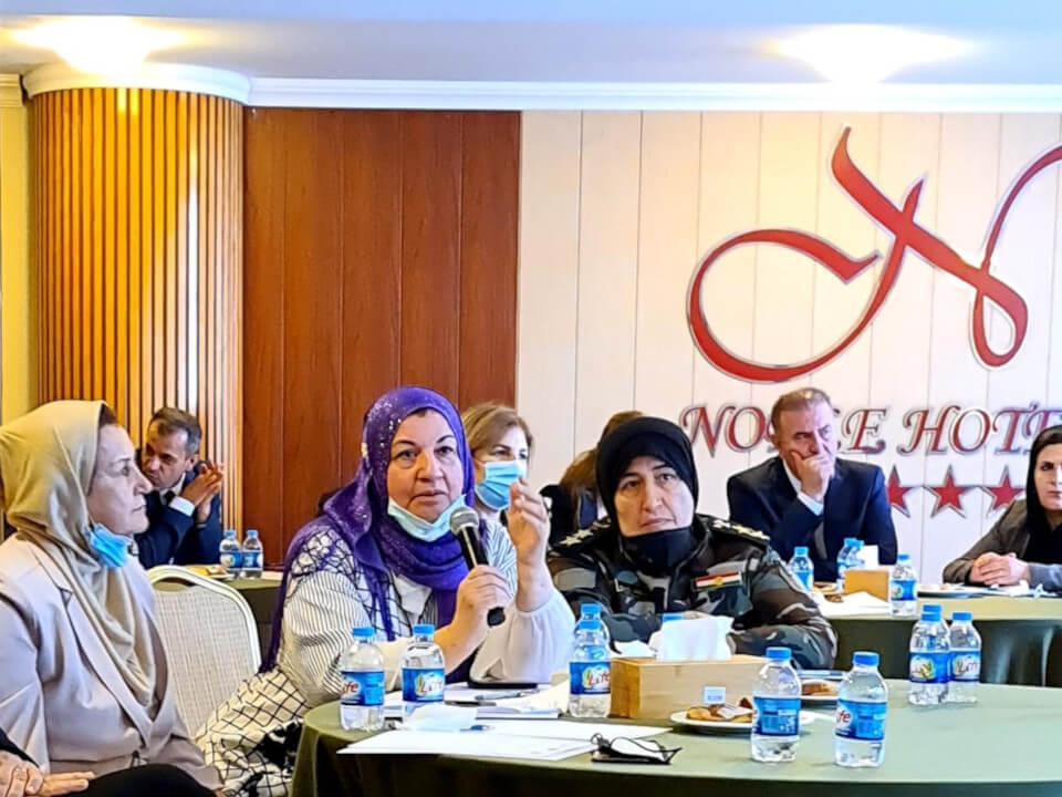 During the workshop that conducted by the high council of women affairs in partnership with UN Women in Erbil on 3 October 2021. Photo: Courtesy of HCWA